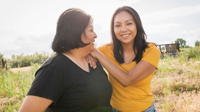 Native American mother and daughter